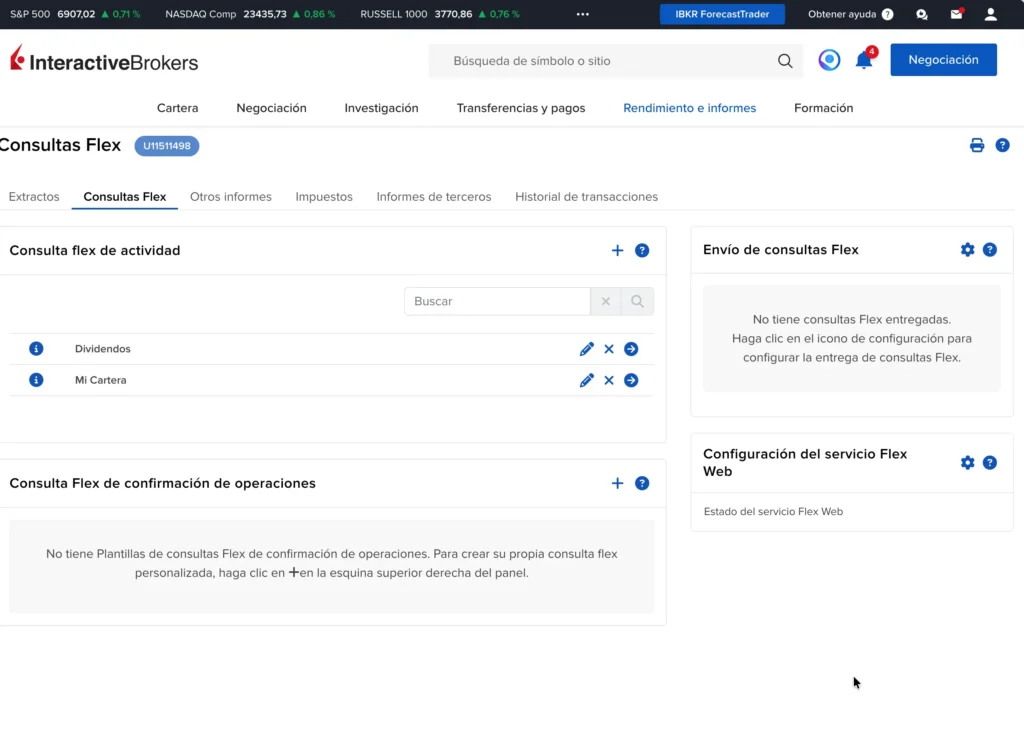 Crear Flex Query Interactive Brokers
