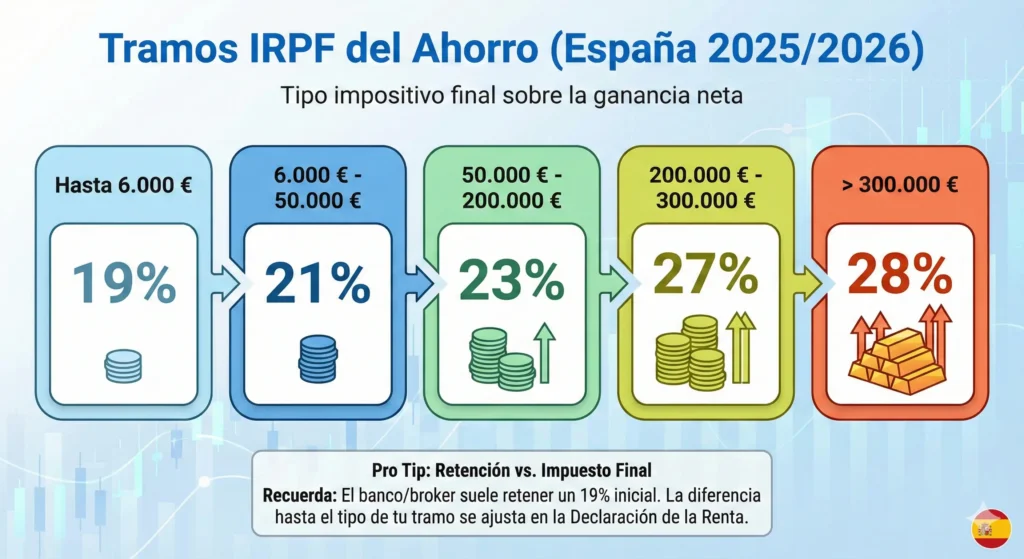 Tabla tramos IRPF ahorro españa 2026